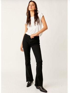 Free People Level Up Slit Bootcut Jeans Black